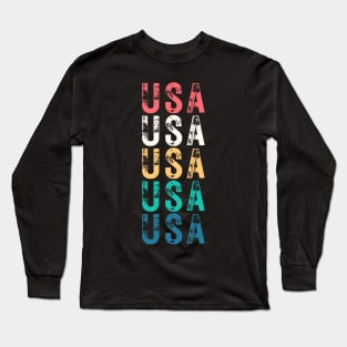 USA DISTRESSED GRUNGE RETRO U.S.A INDEPENDENCE DAY 4TH JULY Long Sleeve T-Shirt